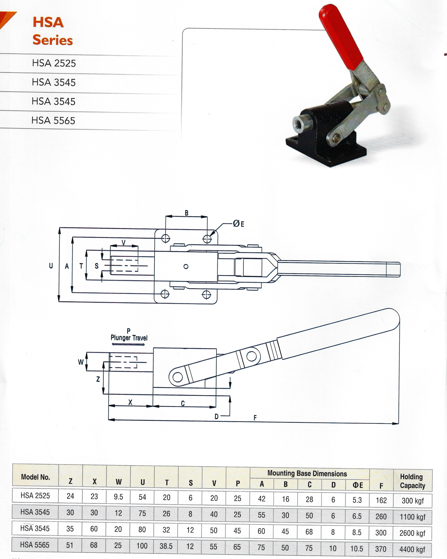 Strong Grip HSA-2525-LB Straight-Line Toggle Clamp | 660 lb M6 Threaded Rod