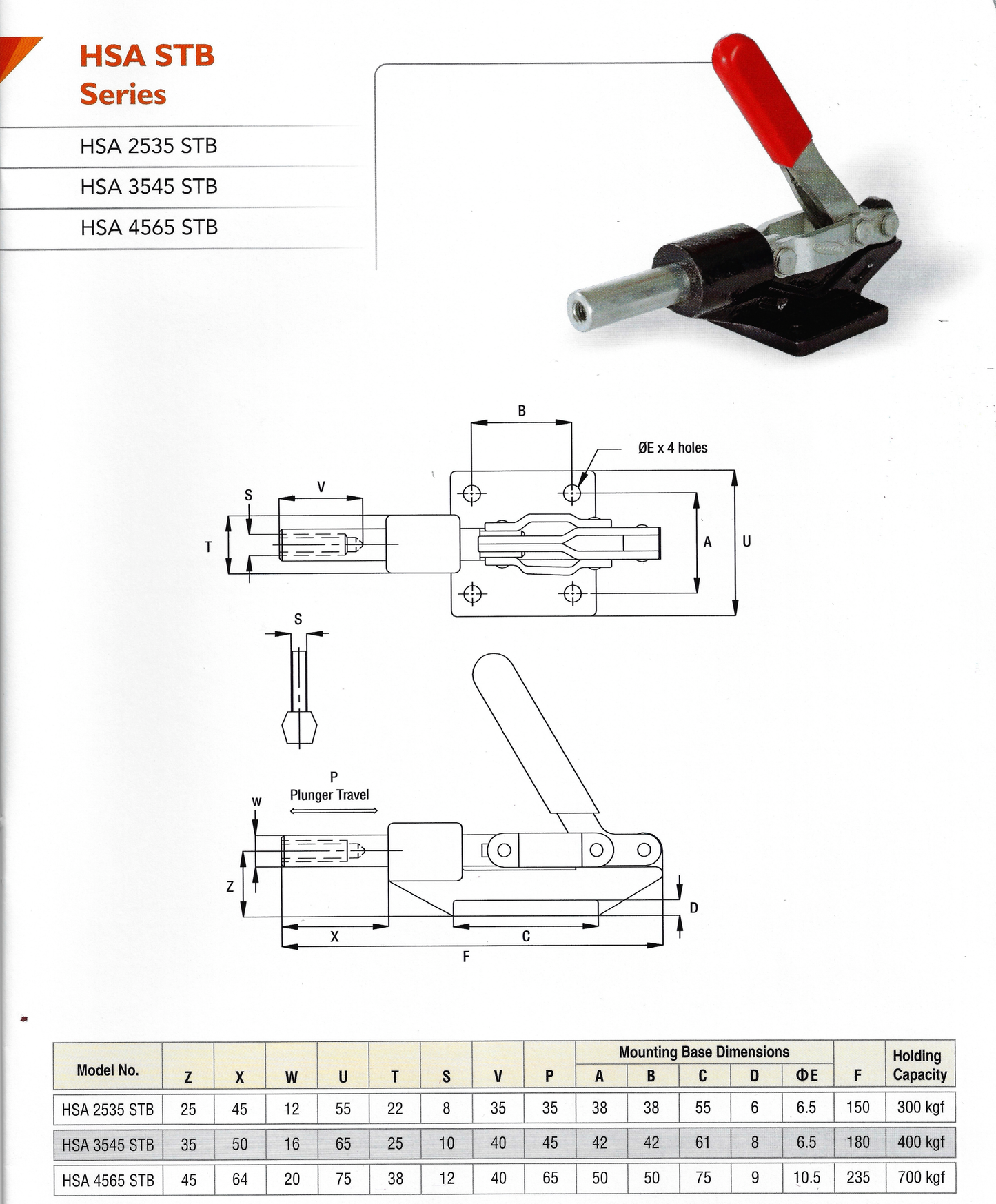 Strong Grip HSA-2535-STB Straight-Line Toggle Clamp | 660 lb M8 Threaded Rod
