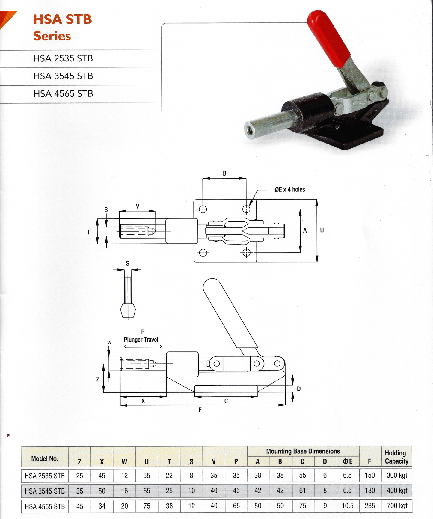 Strong Grip HSA-3525-STB Straight-Line Toggle Clamp | 880 lb M8 Threaded Rod
