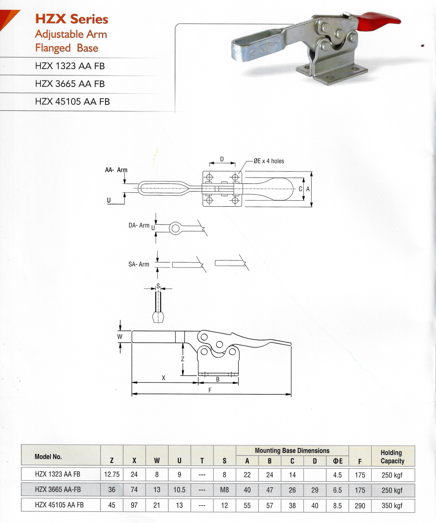 Strong Grip HZX-3665-AA-FB Horizontal Hold-Down Toggle Clamp | 550 lb